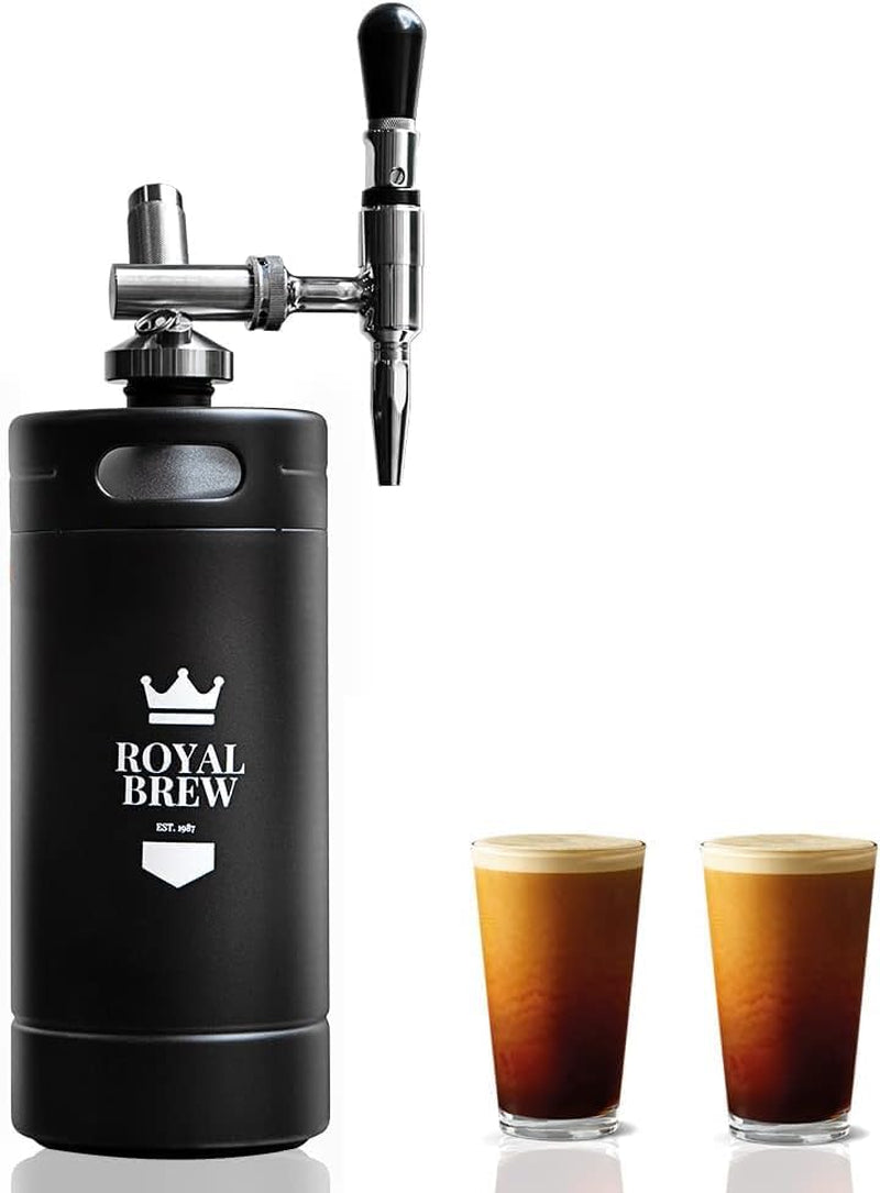 The Original Royal Brew Nitro Cold Brew Coffee Maker - Gift for Coffee Lovers -128 Oz Extra Large Home Keg, Nitrogen Gas System Coffee Dispenser Kit - Use Nitrogen or Nitrous Oxide | Stainless Steel Coffee Dispenser Kit with Stout Faucet, Nitrogen Gas Home Nitro Coffee System, Gift for Coffee Lovers