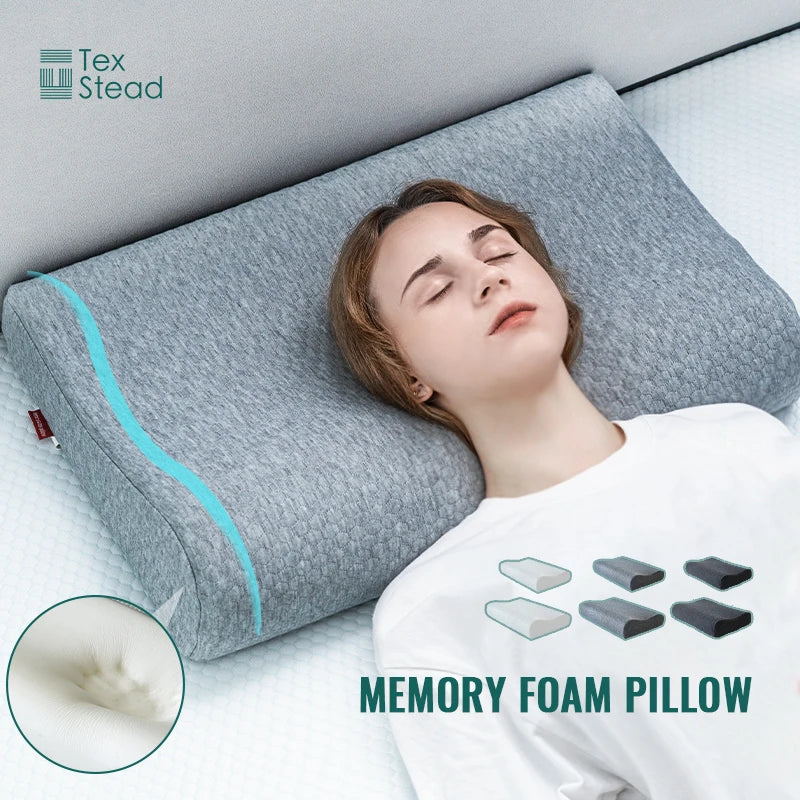 1Pc Ergonomic Memory Foam Pillow - Neck Support Cervical Pillow for Bed, Cooling Breathable