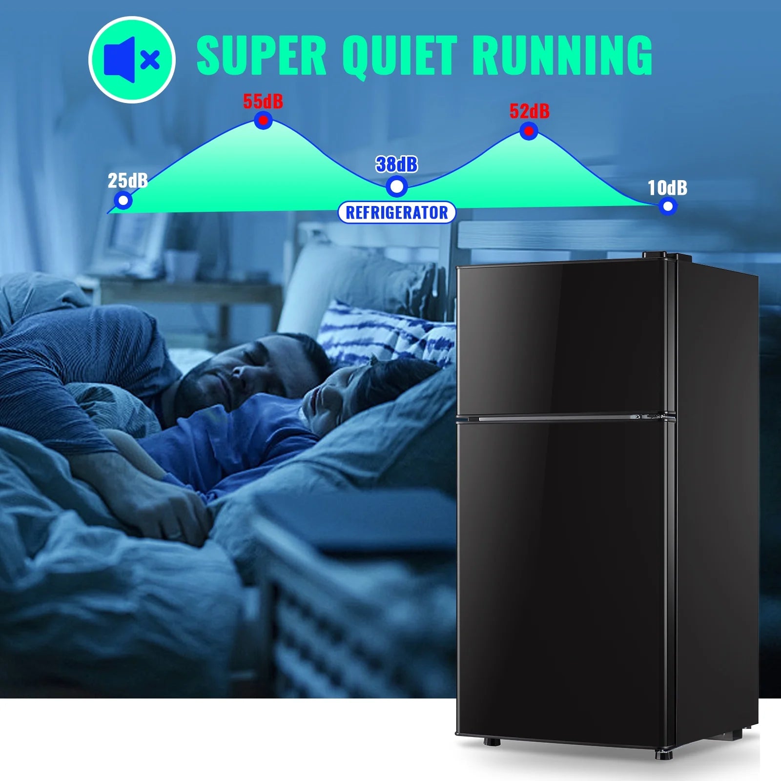 2.4 Cu.Ft Mini Fridge with Freezer, Small Refrigerator Apartment Size Fridge Black, NEW