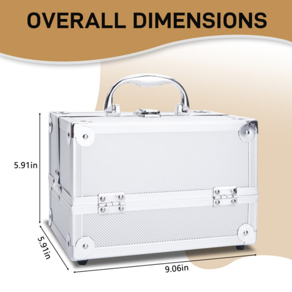Portable Top-Opening with Mirror, Aluminum Alloy, Silver Color, Makeup Box, SM-2176