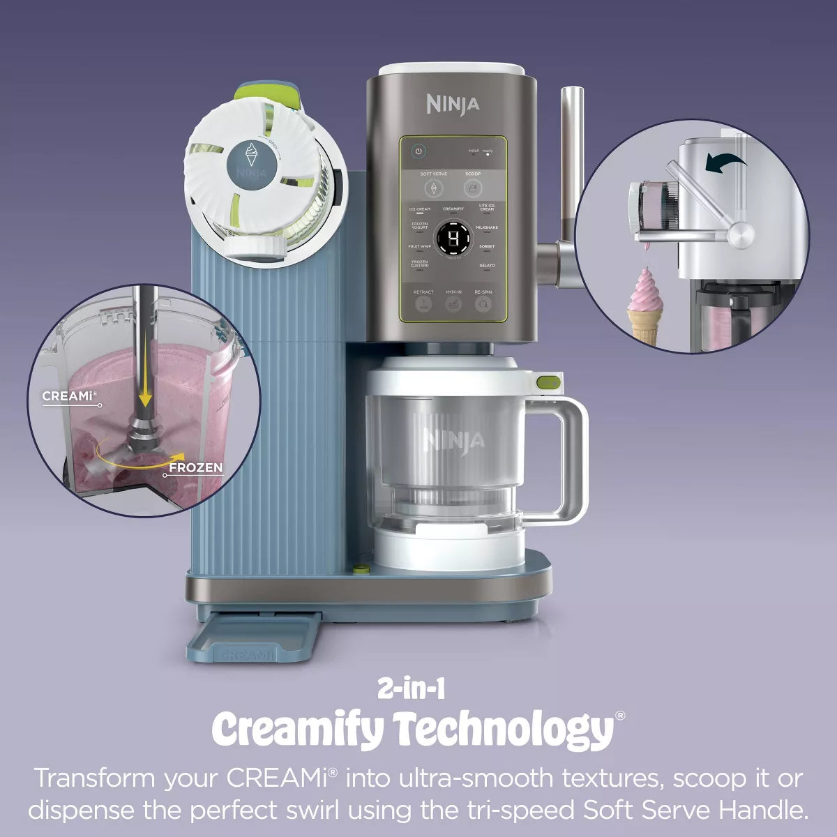 Ninja Creami Scoop & Swirl Ice Cream and Soft Serve Maker 13 One-Touch Programs NC701