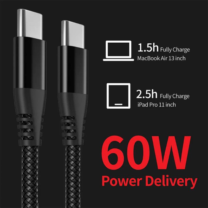 Braided USB C Type-C Fast Charging Data SYNC Charger Cable Cord