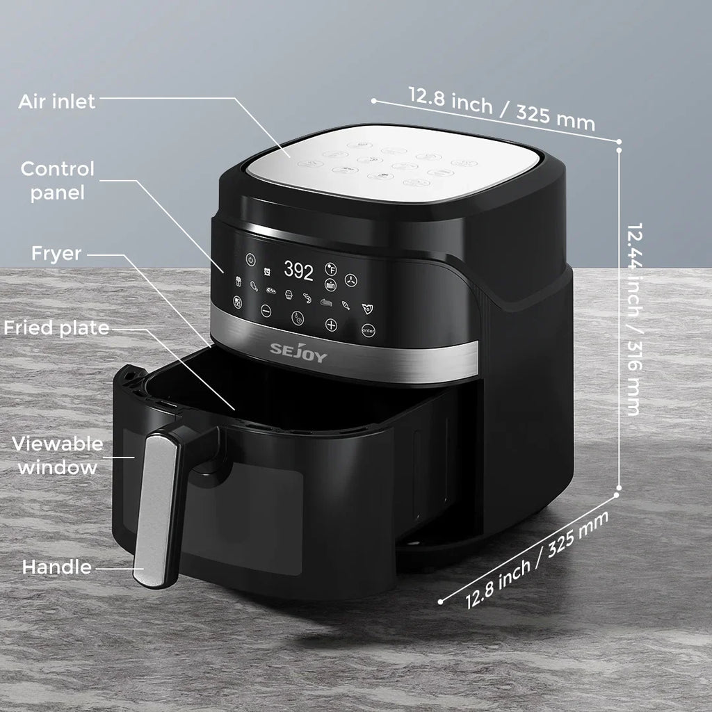 Sejoy Air Fryer 8-In-1,6 Quart Electric Hot Fryer Oven Oilless Cooker,Roast, Bake, plus Bake,Dehydrate, and Keep Food Warm