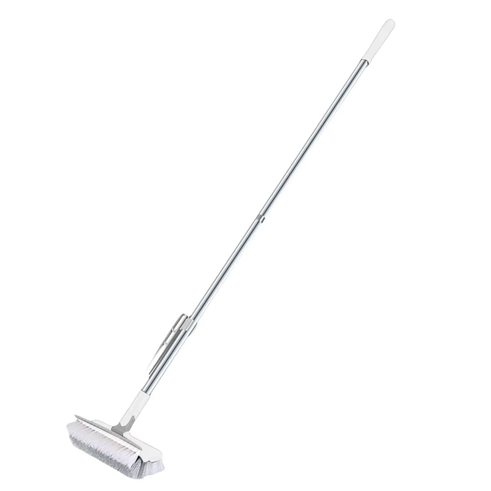 3 in 1 Floor Scrub Brush with Right Angled Bristle & Scraper Long Handle Grout Brush Shower Scrubber for Bathroom Tub Tile Floor