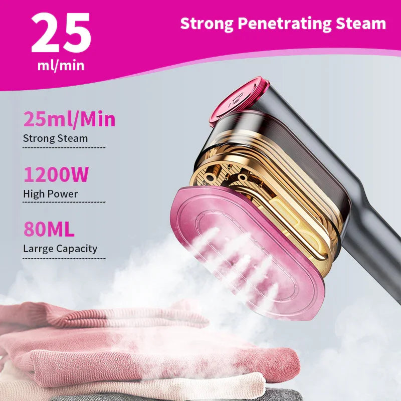 Dr Flash 2-In-1 Garment Steamer & Iron – 1200 W Fast Heat-Up (15 S) with Large Ceramic Plate, Travel Size Portable Clothes Steamer (110-130 V)