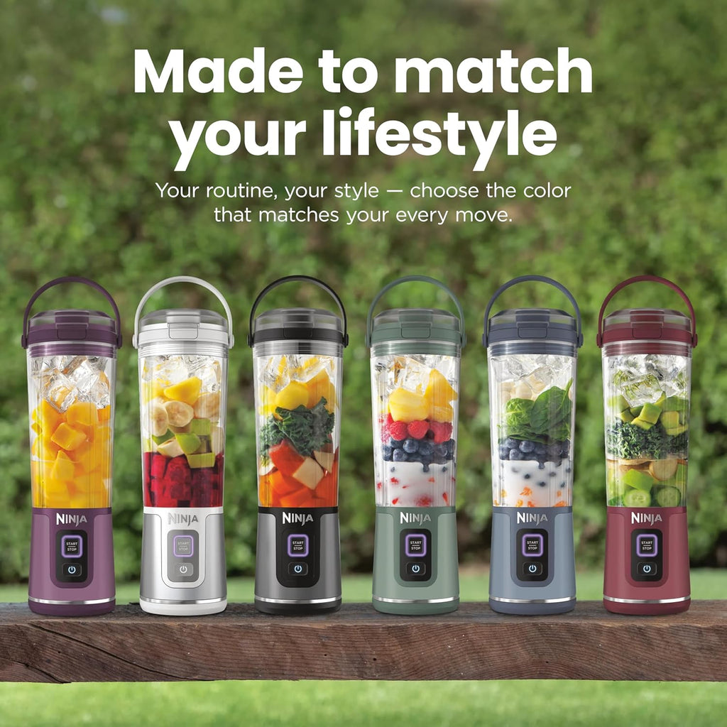 Ninja Blast Portable Blender, Cordless,18Oz Vessel, Metallic Blue, BC151BM | USB-C Rechargeable, Cordless Blending Anywhere. Blastblade Crushes Ice & Frozen Fruit. Leakproof Sip Lid, Dishwasher Safe.