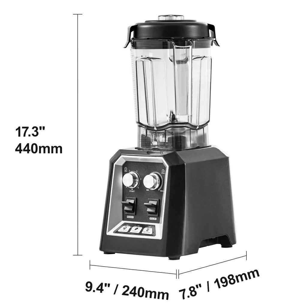 Professional Blender, Commercial Countertop Blenders, 68 Oz Plastic Jar Blender Combo, Stainless Steel 3 Functions Blender, for Frozen Drinks, Shakes, Smoothies, Peree, and Crush Ice, Black