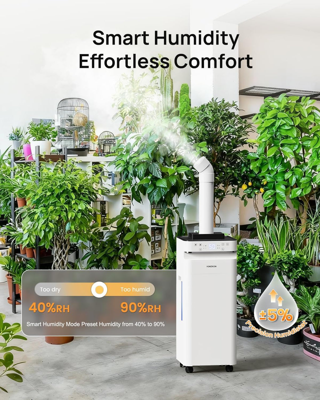 Humidifier Large Room 5.8Gal/22L, 2500 Sq.Ft. Cool Mist Humidifiers for Home Bedroom with Flame & Night Light, Top Fill Whole House Humidifier with Extension Tube, Plants, Kids, Adults, White