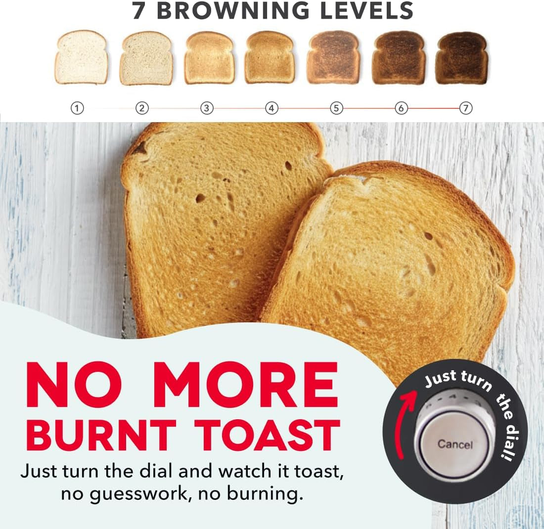 Clear View Toaster: Extra Wide Slot Toaster with See through Window - Defrost, Reheat + Auto Shut off Feature for Bagels, Specialty Breads & Other Baked Goods - Grey