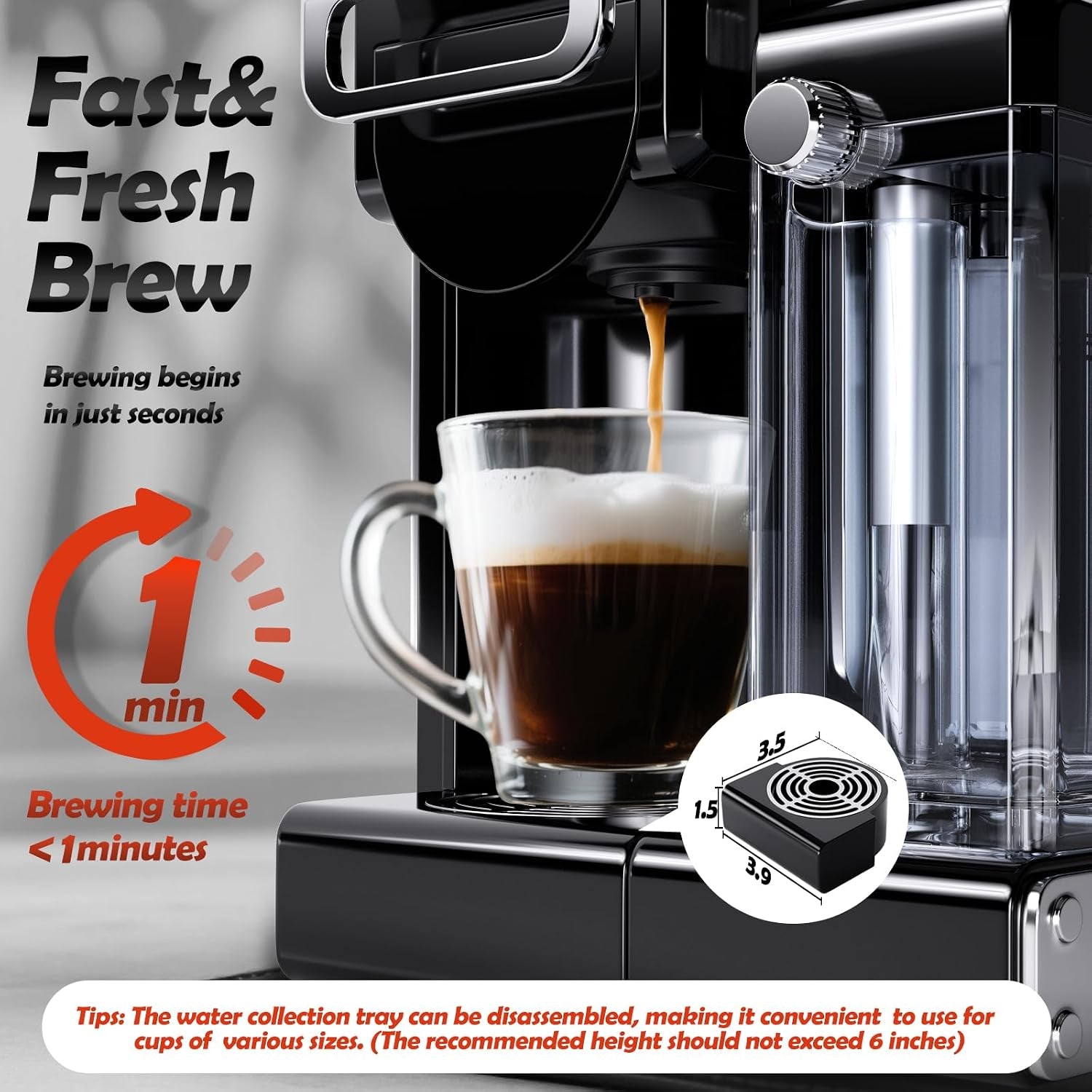 Espresso Machine with Automatic Milk Frother,Capsule Coffee Maker | Coffee Maker,Automatic Espresso Machine for K*Cup Capsule/Ne*S Original/Ground Coffee, One Touch Latte & Cappuccino