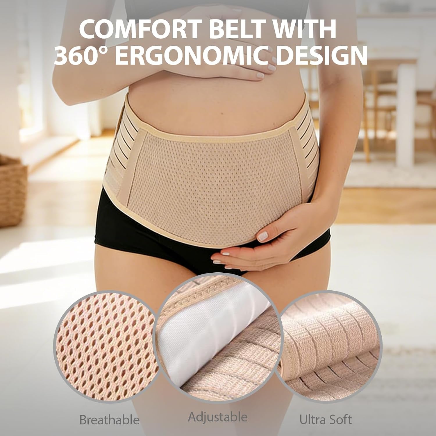 Belly Bands for Pregnant Women, Pregnancy Belly Band, Adjustable Maternity Belly Band, Relieve Lower Back Pelvic Abdomen Pain, Pregnancy Must Haves (Beige)