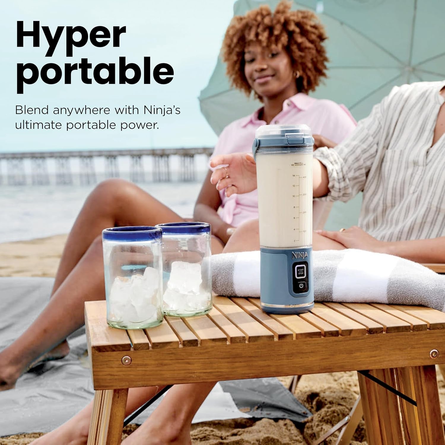 Ninja Blast Portable Blender, Cordless,18Oz Vessel, Metallic Blue, BC151BM | USB-C Rechargeable, Cordless Blending Anywhere. Blastblade Crushes Ice & Frozen Fruit. Leakproof Sip Lid, Dishwasher Safe.