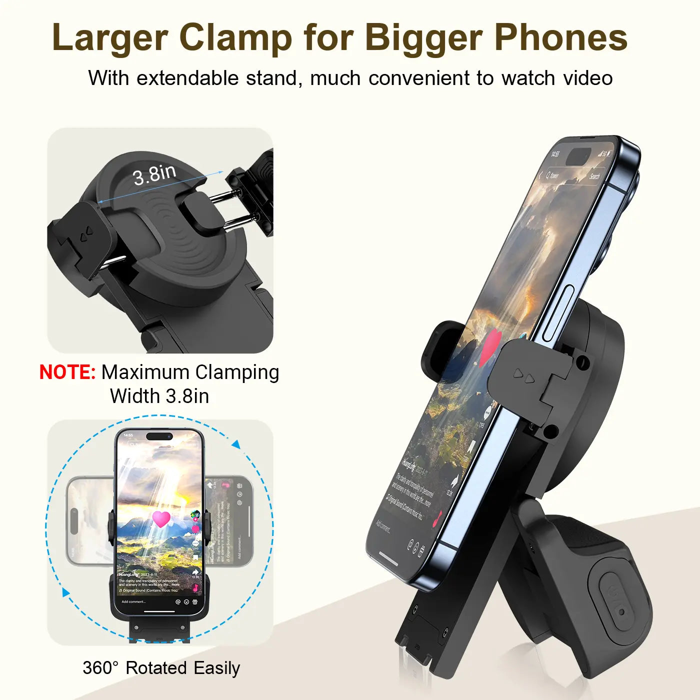 PUTARE Remote Control for Tiktok Scrolling with Phone Stand, Wireless Page Turner, Selfie Camera Shutter Video Recording for Ios Android, Cellphone Selfie Accessory Summerwins