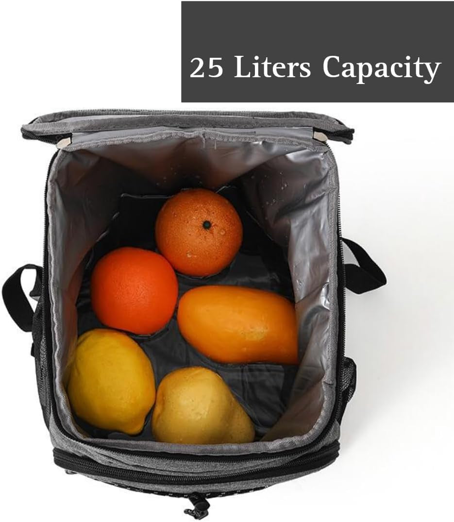 25L Insulated Cooler Backpack – Leak Proof Travel Back Pack Cooler for Hiking, Camping, Beach, Picnic & Outdoor Adventures – Large Capacity Soft Cooler Bag for Men & Women, Keep Food - Drink Cold