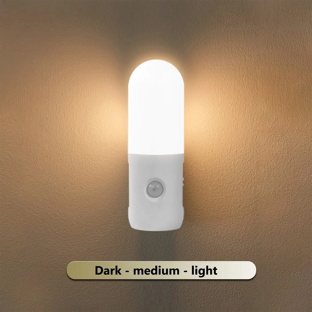 USB Rechargeable Motion Sensor Night Light Indoor Battery Operated Pir Light with 3 Color Temperature & Dimmable, Magnetic Night Lights Stick on Wall for Stair Bathroom Hallway Toilet, Christmas Present LED Adjustable Lighting Modes Lamp Lights Bedroom