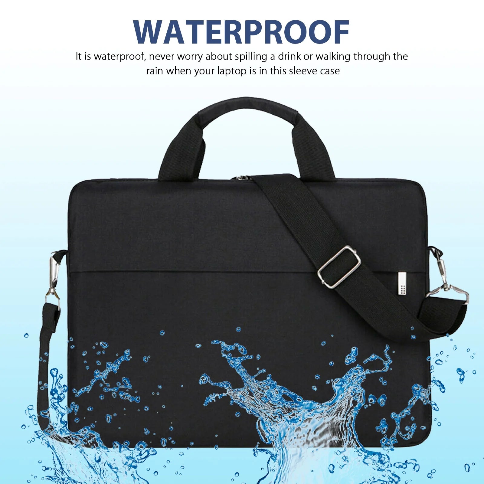 15.6 Inch Laptop Shoulder Bag, Laptop Sleeve Case, Multi-Functional Waterproof Notebook Carrying Case with Strap Fit for Macbook Air/Pro Lenovo Acer Asus Dell Lenovo HP Samsung