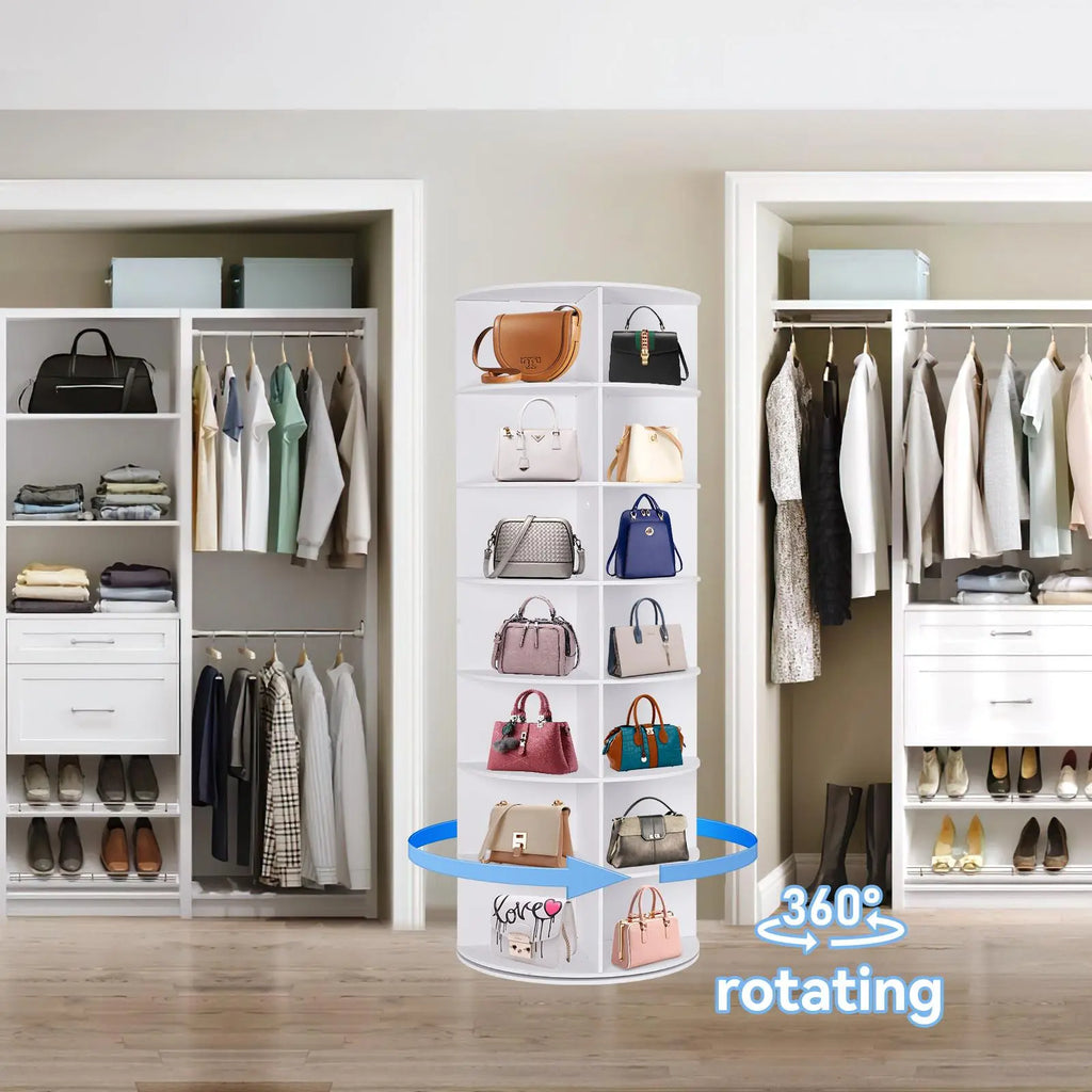 Richland 360° Rotating 7-Tiers Organizer Shoe Rack, Fits 28 Pairs of Shoes, Spinning and Revolving 360 Shoe Rack Storage round Carousel, for Entryway Living Room Hallway Footwear Organization
