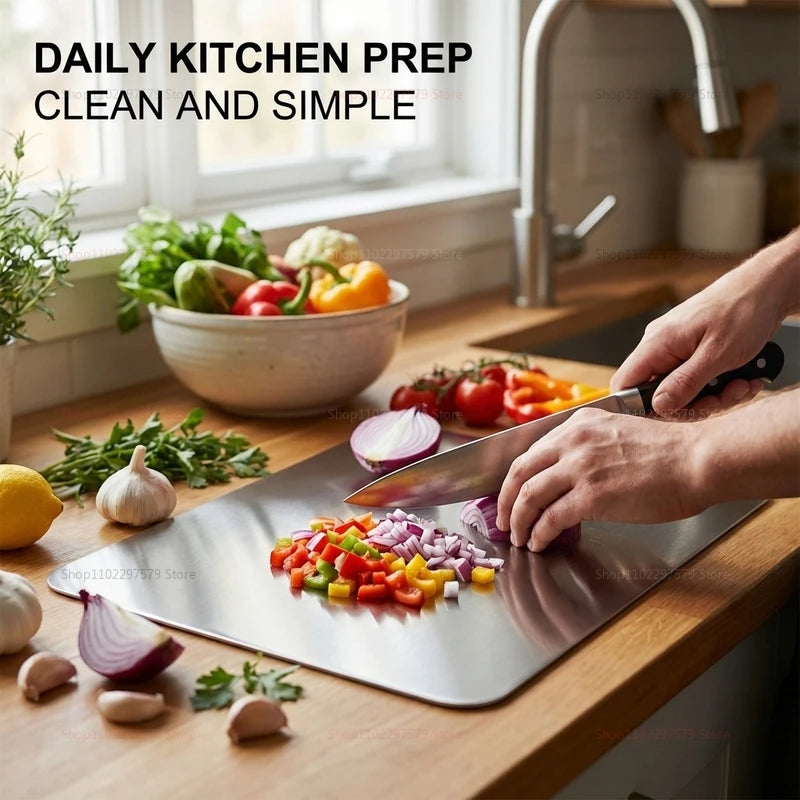 Stainless Steel Thickened Cutting Board with Antibacterial Mildew Proof Design Large Kitchen Food Prep and Dough Kneading