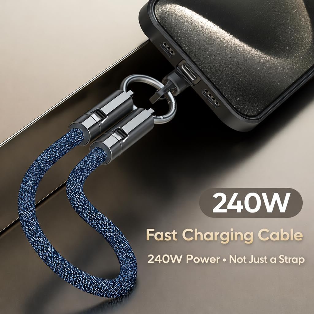 Hand Wrist Lanyard 1Ft (30Cm) – Universal Cell Phone Strap with Built-In 240W USB C Charging Cable & Data Transfer