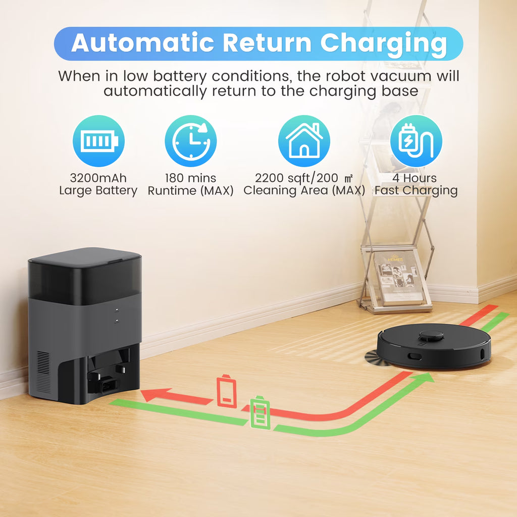 Robot Vacuum and Mop Combo T20 with 60 Days Self-Empty Station Voice Control Home Mapping