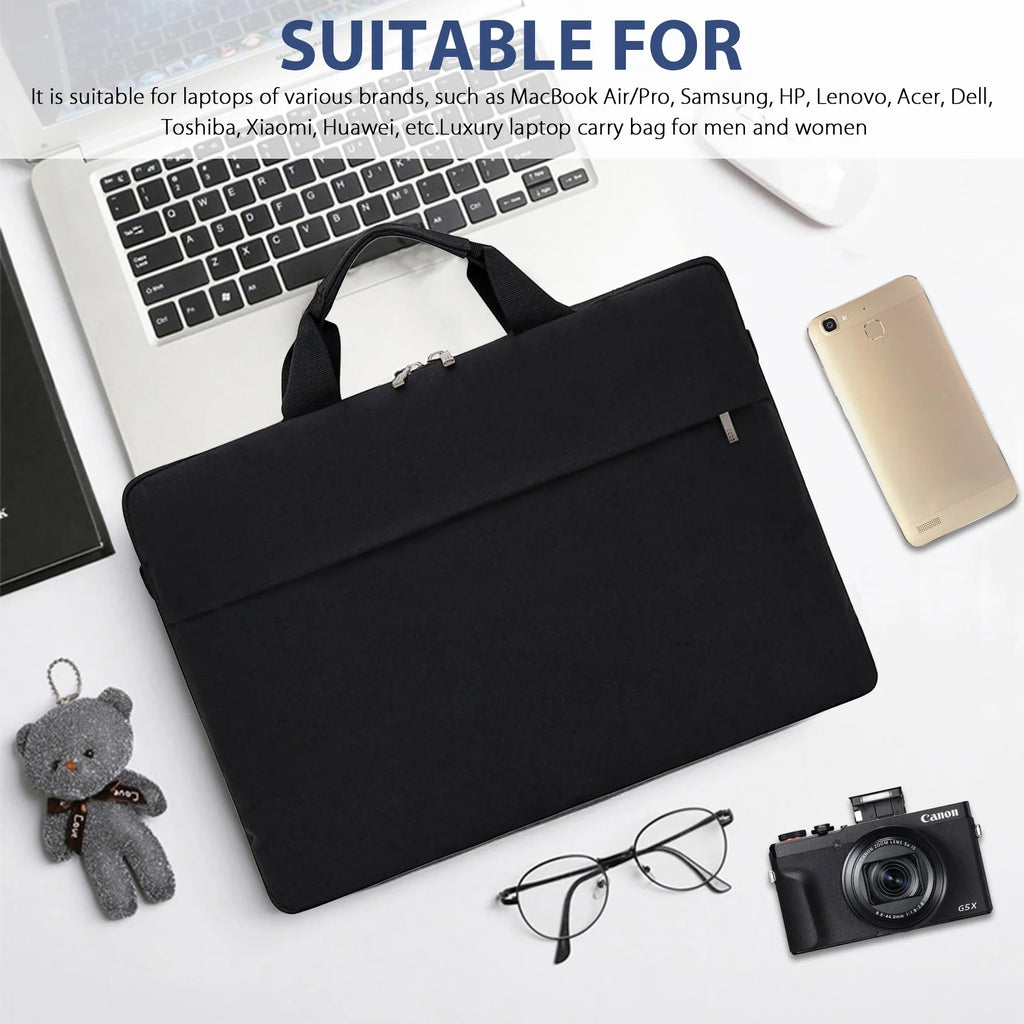15.6 Inch Laptop Shoulder Bag, Laptop Sleeve Case, Multi-Functional Waterproof Notebook Carrying Case with Strap Fit for Macbook Air/Pro Lenovo Acer Asus Dell Lenovo HP Samsung
