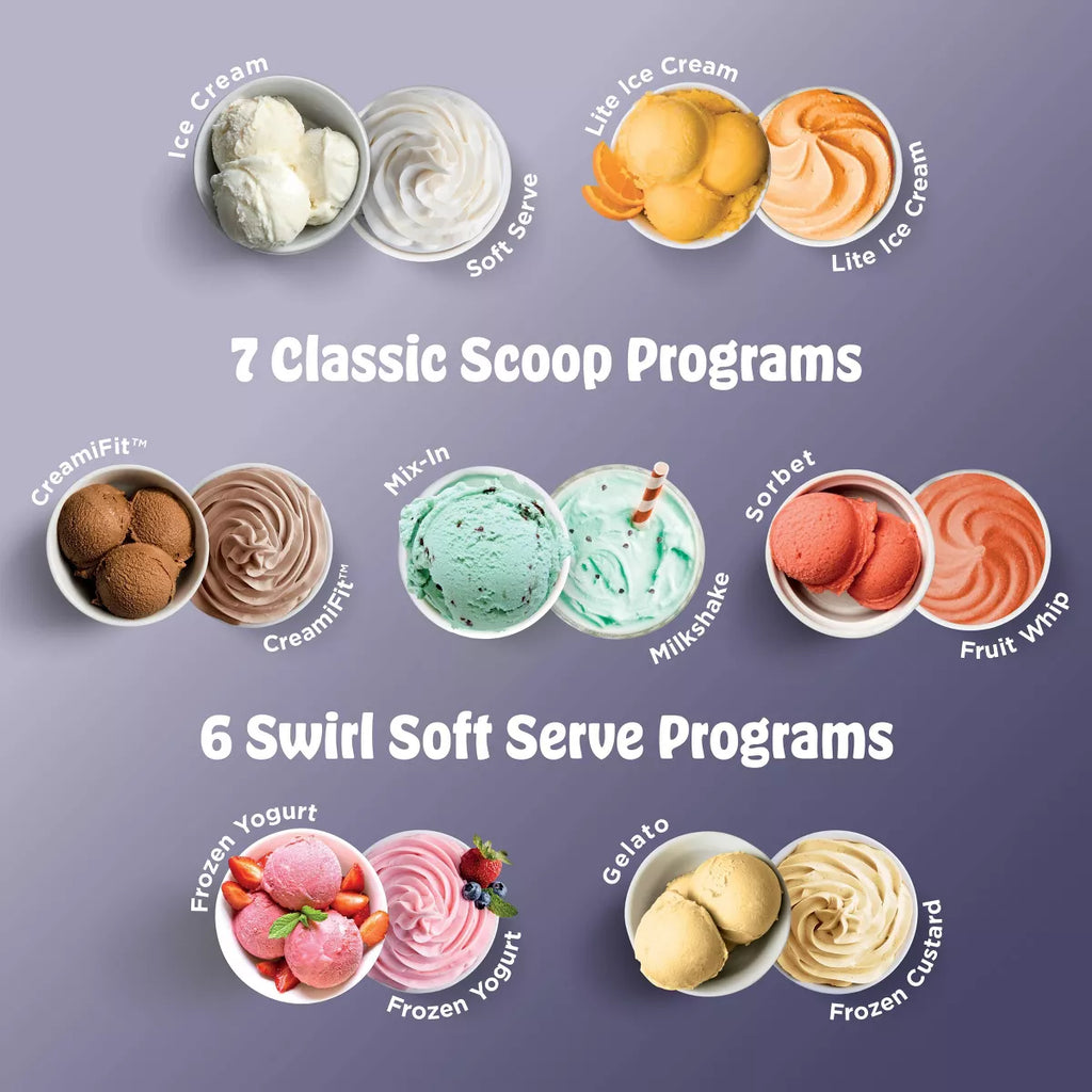 Ninja Creami Scoop & Swirl Ice Cream and Soft Serve Maker 13 One-Touch Programs NC701