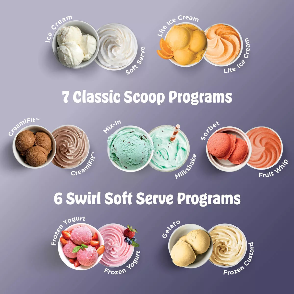 Ninja Creami Scoop & Swirl Ice Cream and Soft Serve Maker 13 One-Touch Programs NC701