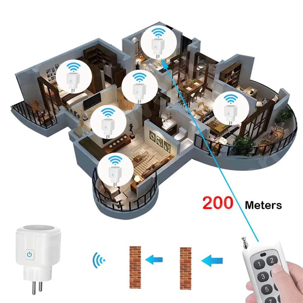 Wireless Remote Control Socket Switch 200Meters Remote Control Electrical Outlets 220V 16A EU Plug for Home Appliance Fan Light