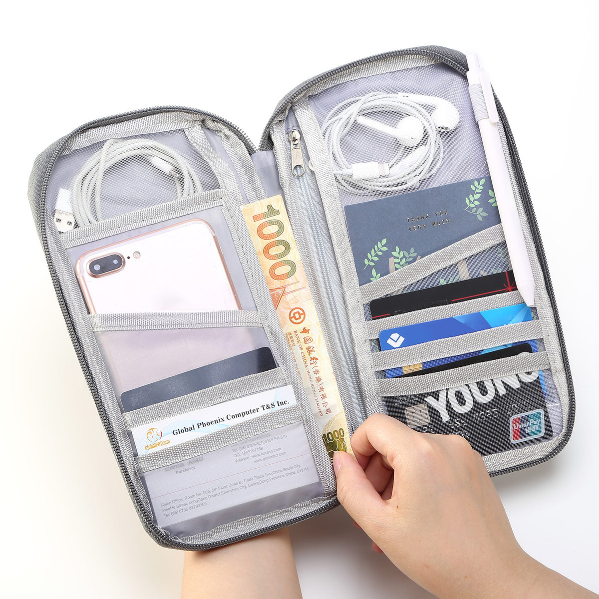 1Pc Travel Passport Wallet 12Cells Ticket ID Credit Card Holder Water Repellent Documents Phone Organizer Zipper Case Business Trip Daily Use