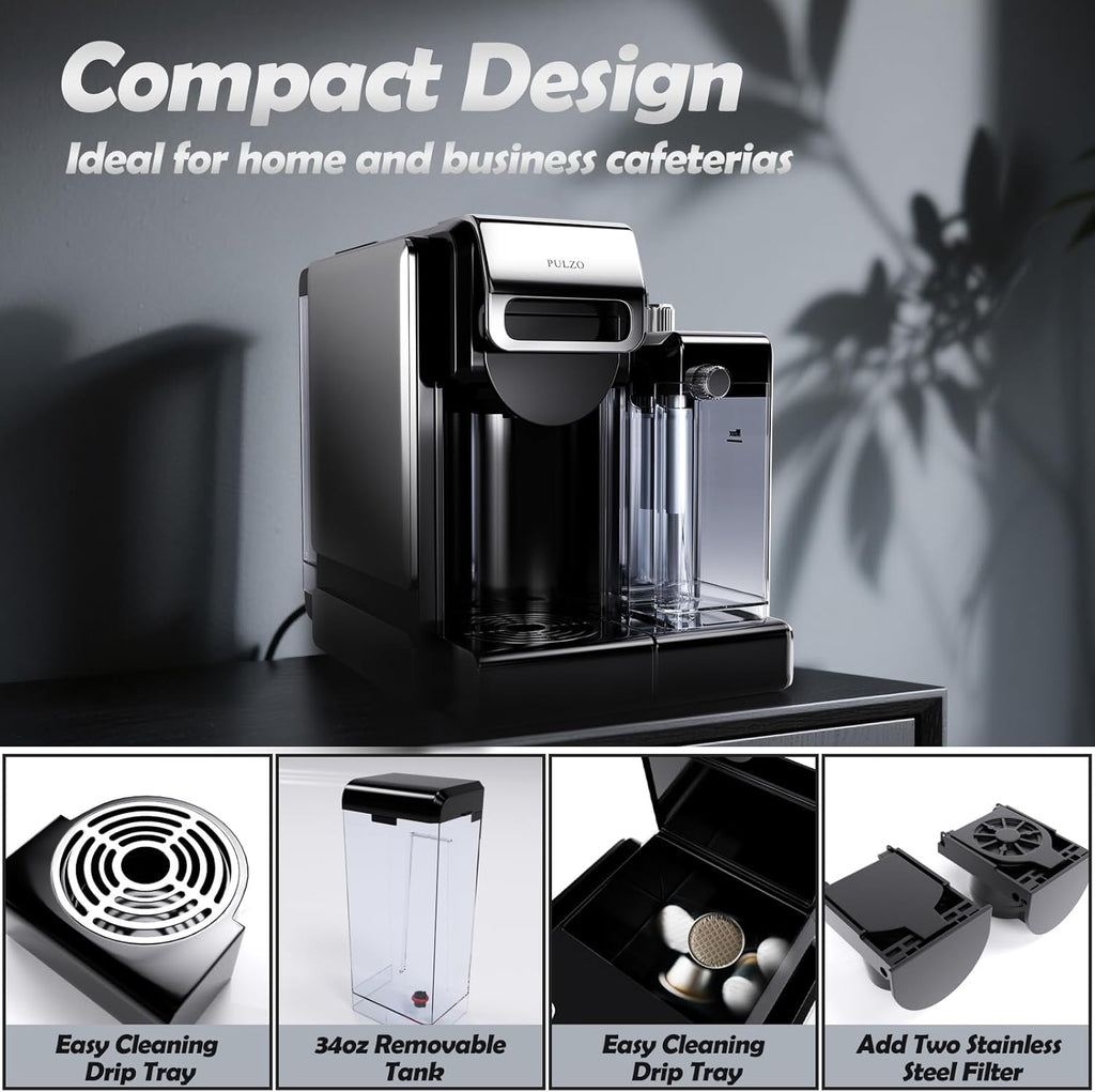 Espresso Machine with Automatic Milk Frother,Capsule Coffee Maker | Coffee Maker,Automatic Espresso Machine for K*Cup Capsule/Ne*S Original/Ground Coffee, One Touch Latte & Cappuccino