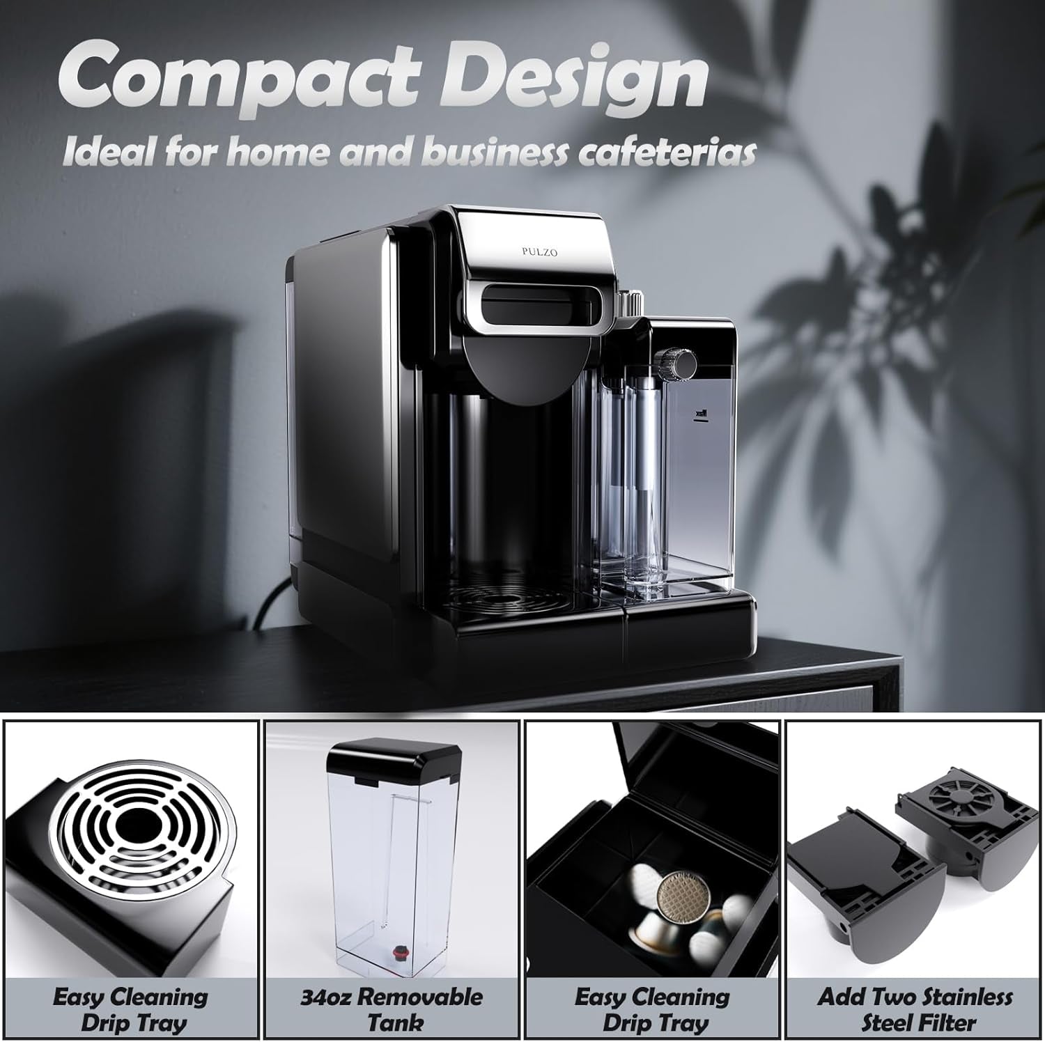Espresso Machine with Automatic Milk Frother,Capsule Coffee Maker | Coffee Maker,Automatic Espresso Machine for K*Cup Capsule/Ne*S Original/Ground Coffee, One Touch Latte & Cappuccino