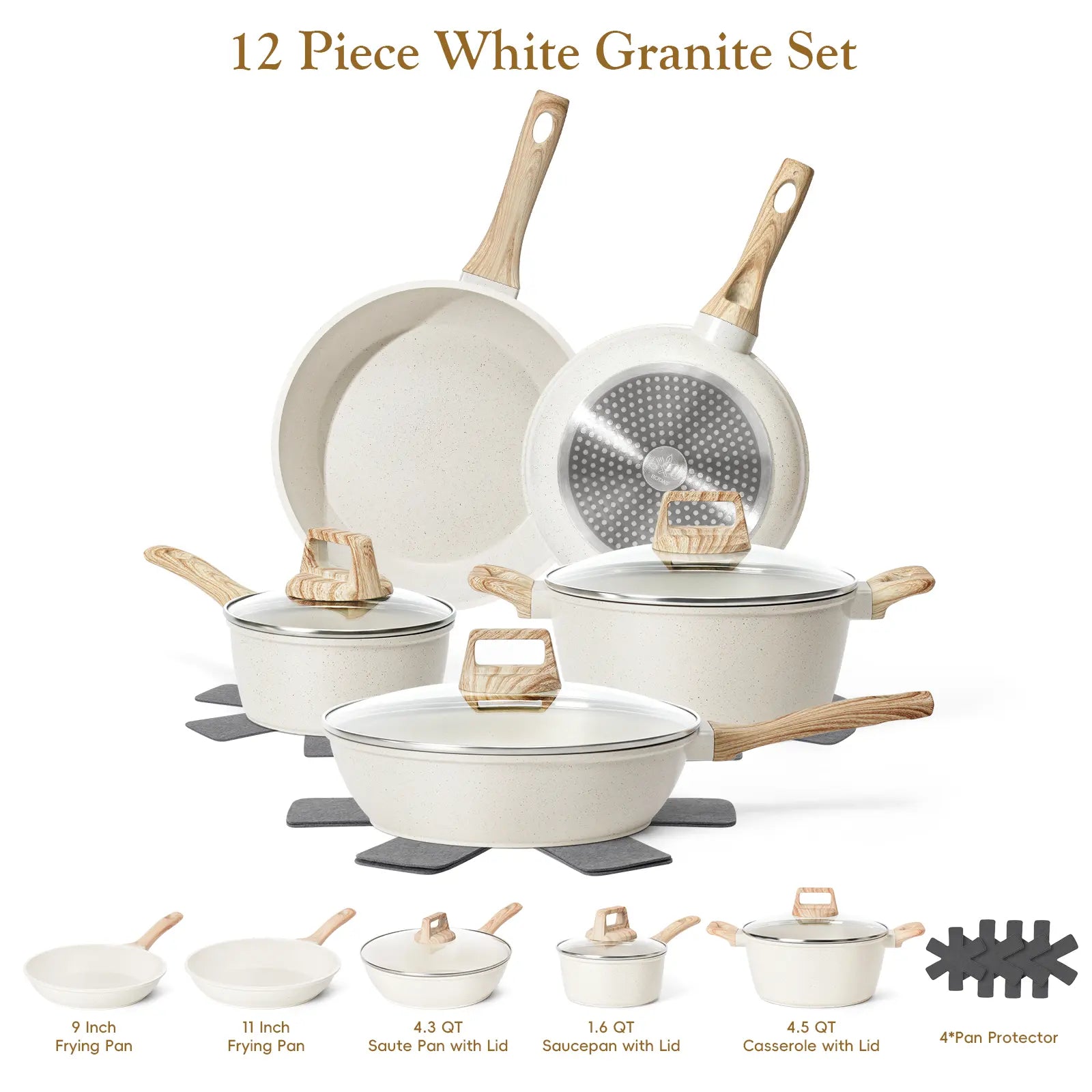 SODAY Pots and Pans Set Non Stick, 12Pcs Kitchen Cookware Sets Non-Toxic Healthy Nonstick Kitchen Cooking Set with Frying Pans, Saucepans,Glass Lid,Kitchenware,Stock up on Specials, Aluminium Durable Bakelite Handle , Tiktokshopsummersale