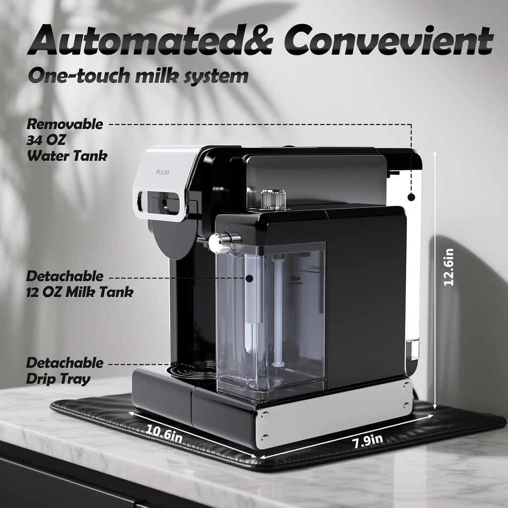 Espresso Machine with Automatic Milk Frother,Capsule Coffee Maker | Coffee Maker,Automatic Espresso Machine for K*Cup Capsule/Ne*S Original/Ground Coffee, One Touch Latte & Cappuccino