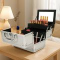 Portable Top-Opening with Mirror, Aluminum Alloy, Silver Color, Makeup Box, SM-2176