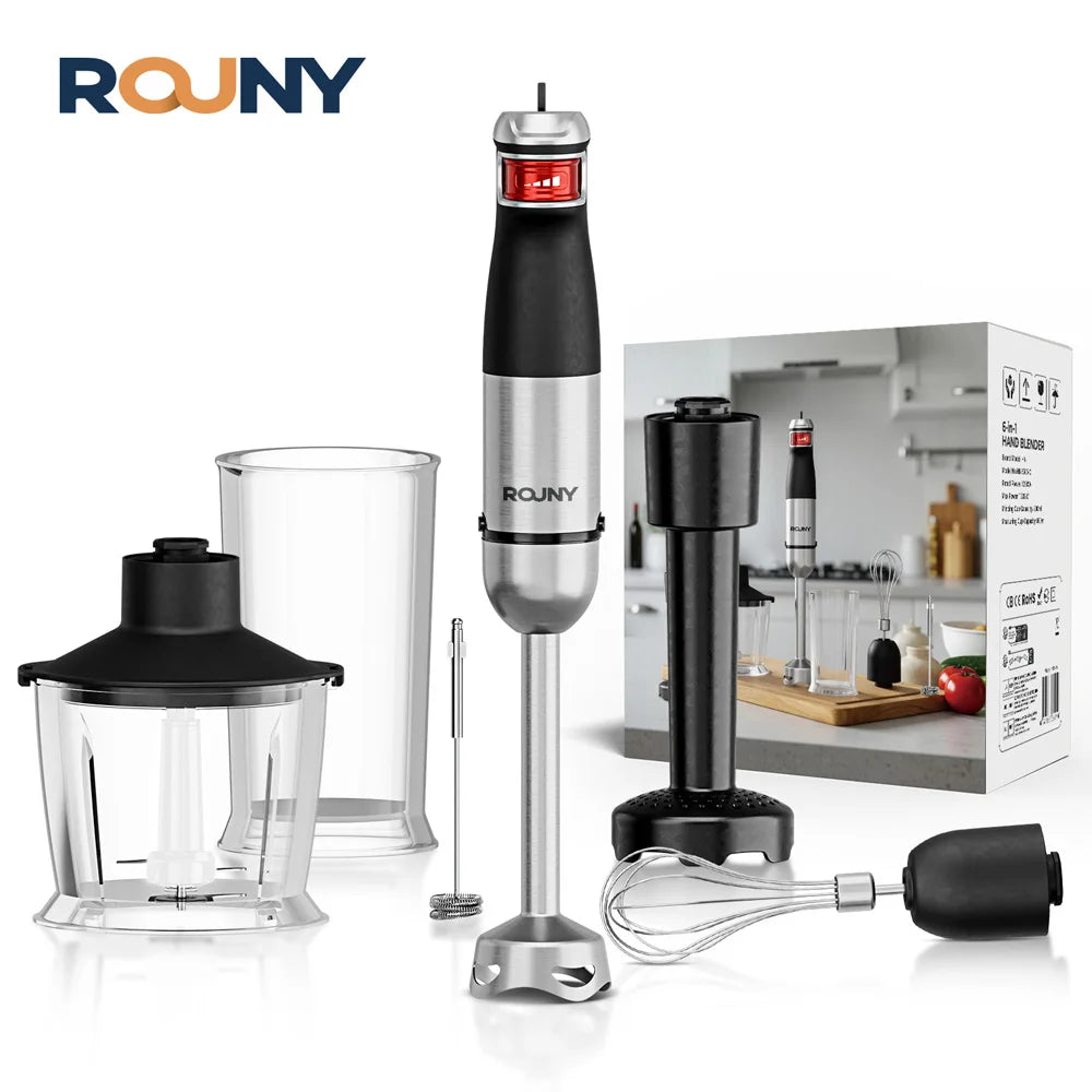 6-In-1 Multi-Purpose Immersion Hand Blender 1500W MAX, Electric Hand Held Stick Blender Stainless Steel Blades,Home & Kitchen
