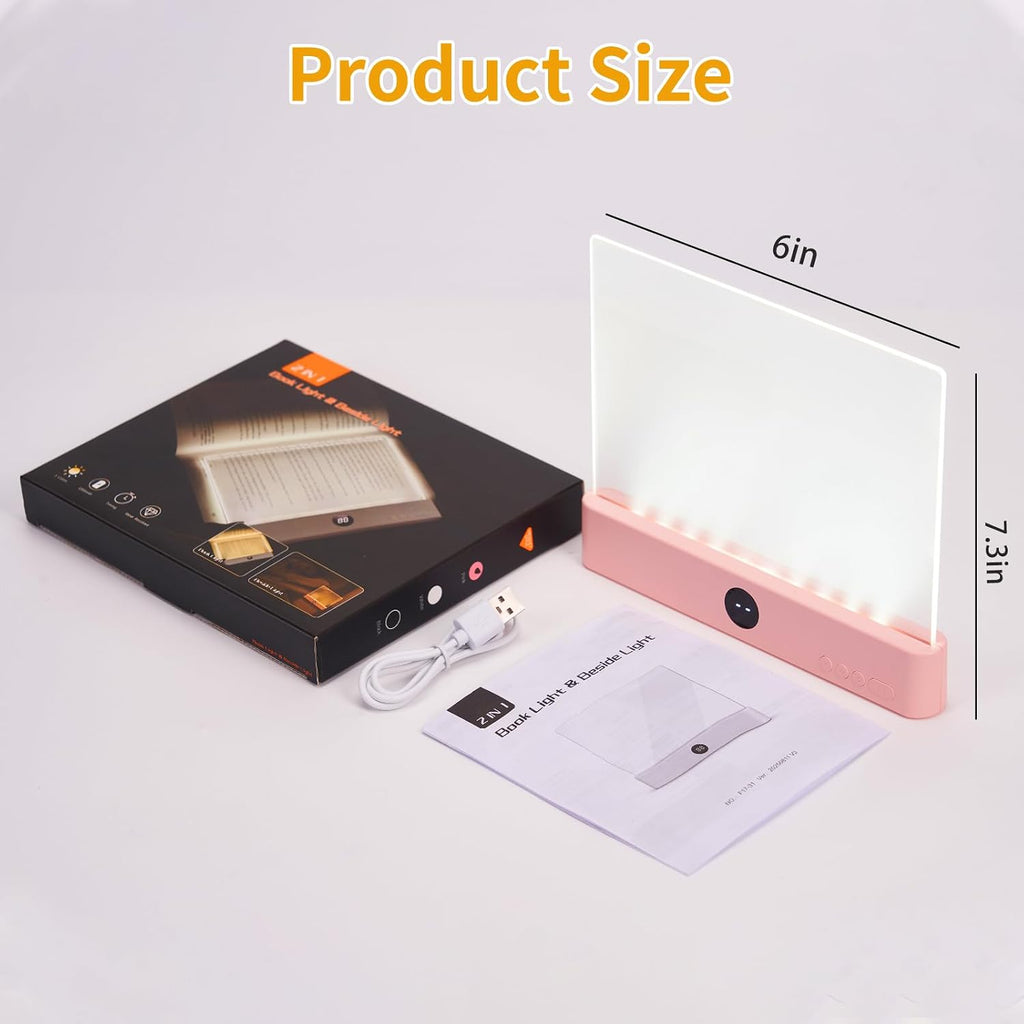 Book Light, Led Reading Book Light Page Rechargeable, Lumalit Flat Book Light with 3 Colors & Timer Lamp, Stepless Dimming Anti-Glare Intelligent Design, Reading in Bed at Night