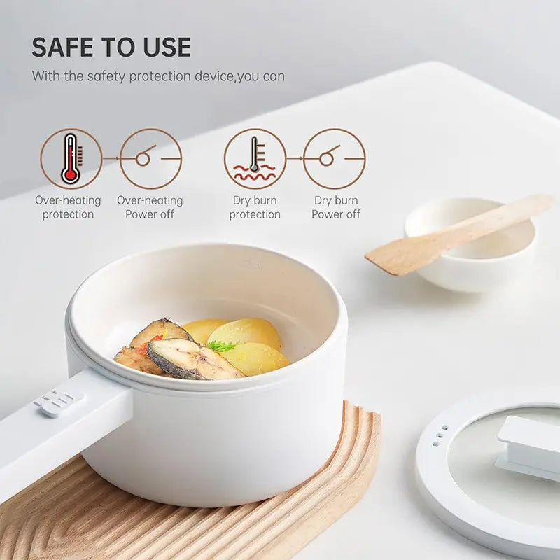 Olakys. Electric Hot Pot,1.5L Mini Hot Pot, Ceramic Glaze Non-Stick Portable Pot, Electric Pot for for Steak, Egg, Fried Rice, Oatmeal, Soup,Ramen with Dual Power Control, Electric Pot for Dorm Multifunctional Hot Pot Kitchen Appliances