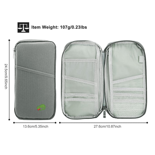1Pc Travel Passport Wallet 12Cells Ticket ID Credit Card Holder Water Repellent Documents Phone Organizer Zipper Case Business Trip Daily Use