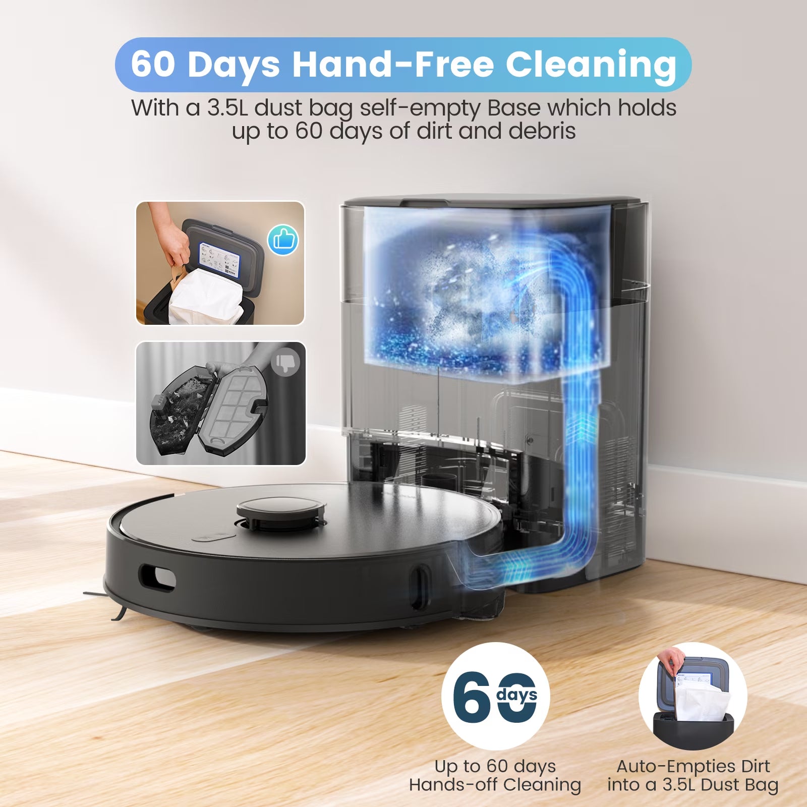 Robot Vacuum and Mop Combo T20 with 60 Days Self-Empty Station Voice Control Home Mapping