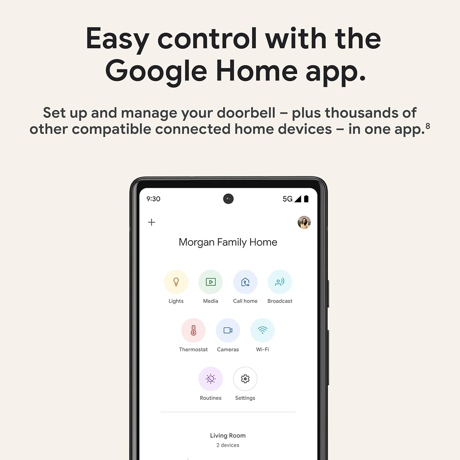 Google Nest Doorbell (Wired, 2Nd Gen) - Wired Video Doorbell Camera - Doorbell Security Camera - Snow