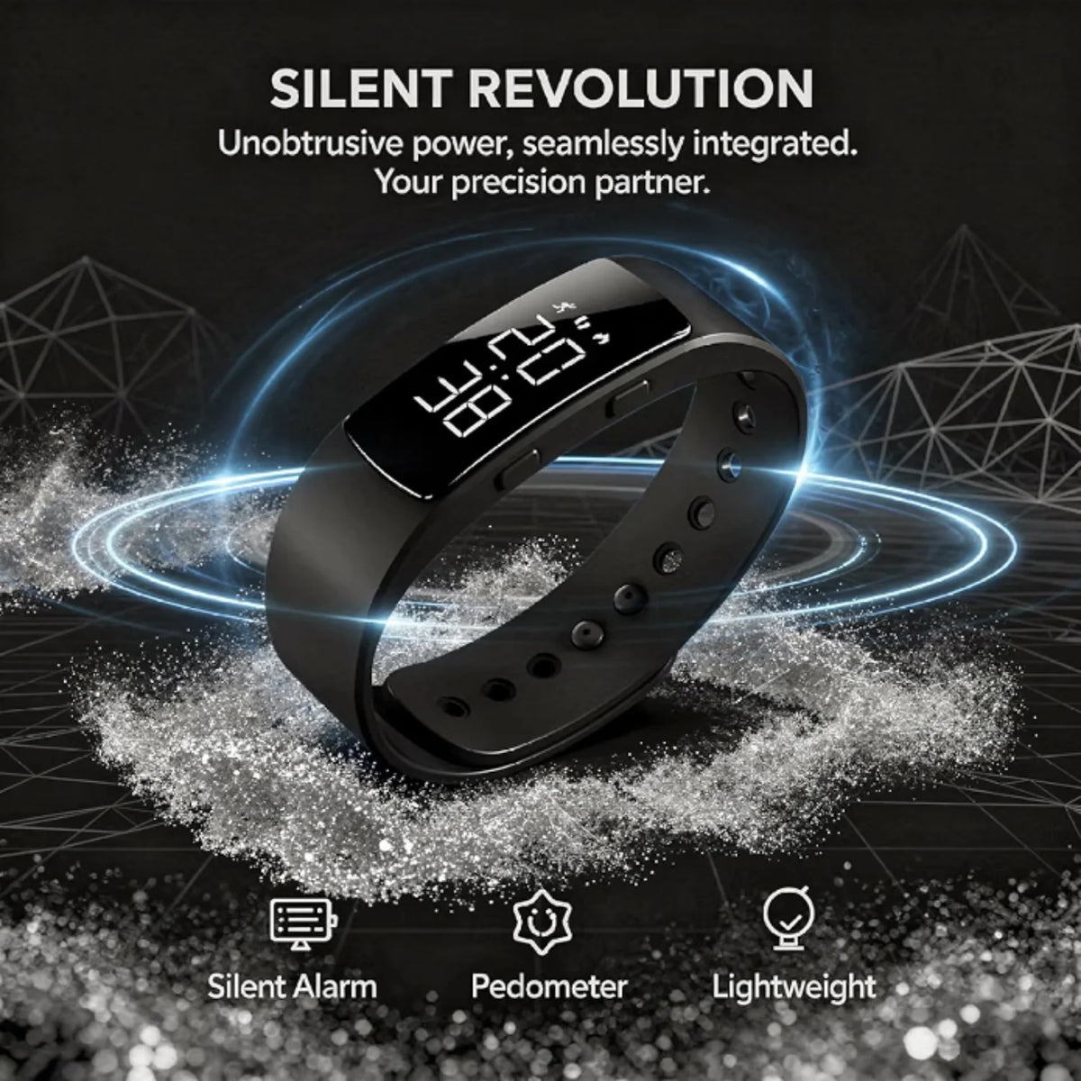 Vibrating Alarm Watch with Silent Alarms, Step Counter, and 10-Day Battery Life