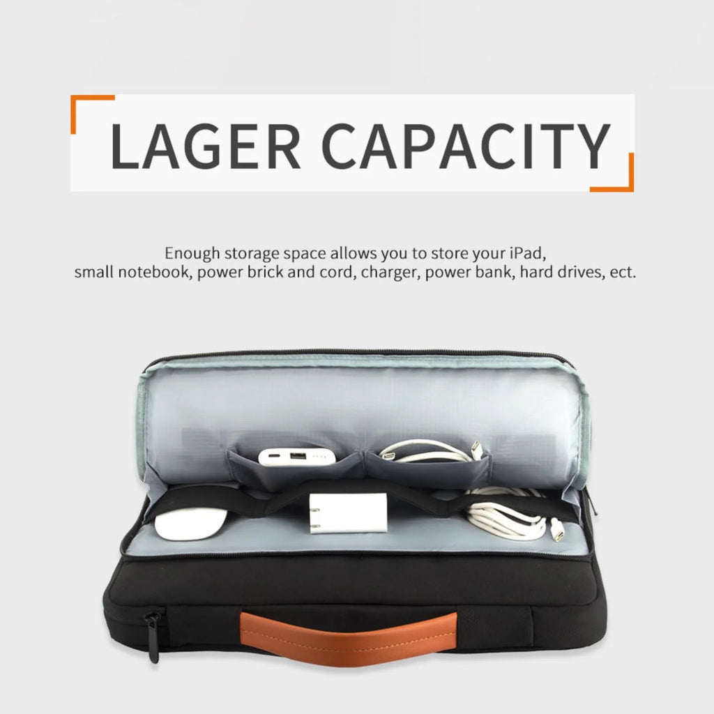 Laptop Sleeve Case Protective Carrying Bag Water Resistant Computer Cover PU Handle Black