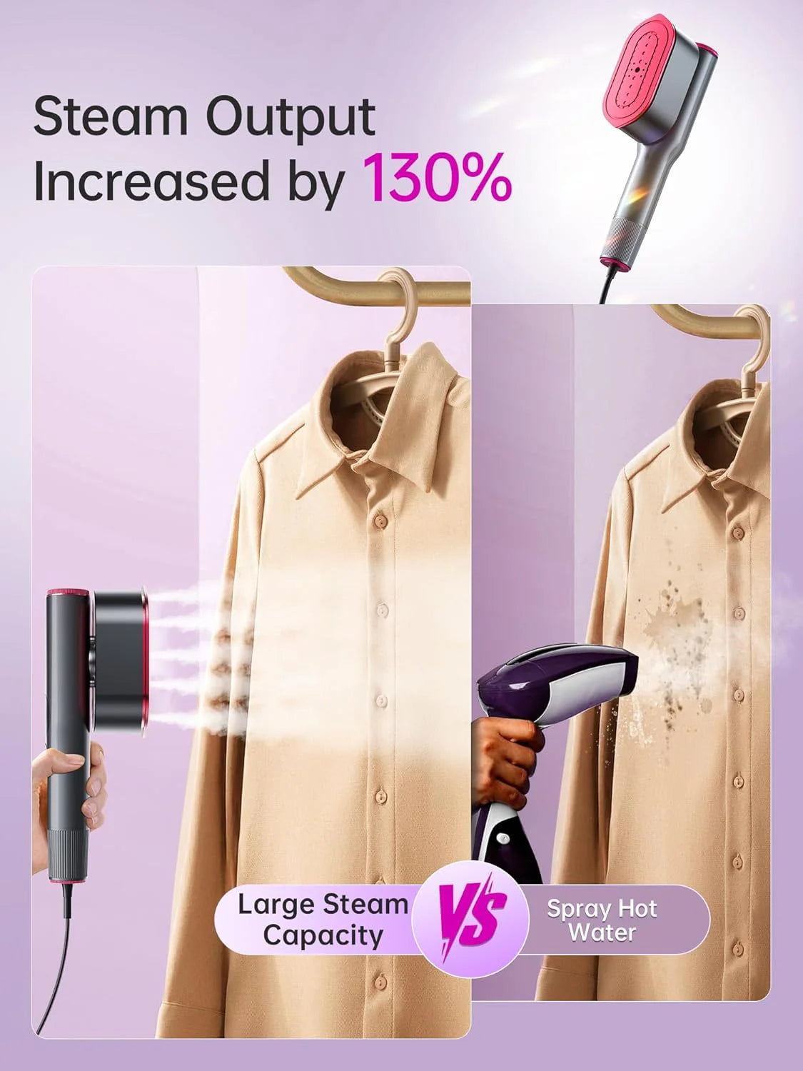 Dr Flash 2-In-1 Garment Steamer & Iron – 1200 W Fast Heat-Up (15 S) with Large Ceramic Plate, Travel Size Portable Clothes Steamer (110-130 V)