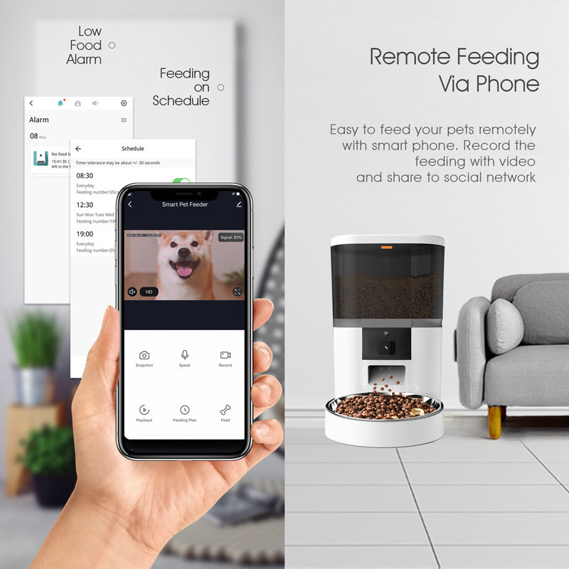 Video Camera with Adjustable Performance Pet Feeder