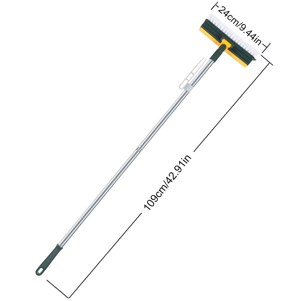 3 in 1 Floor Scrub Brush with Right Angled Bristle & Scraper Long Handle Grout Brush Shower Scrubber for Bathroom Tub Tile Floor