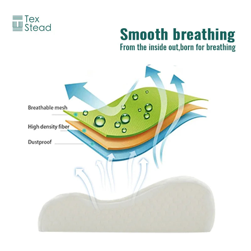 1Pc Ergonomic Memory Foam Pillow - Neck Support Cervical Pillow for Bed, Cooling Breathable