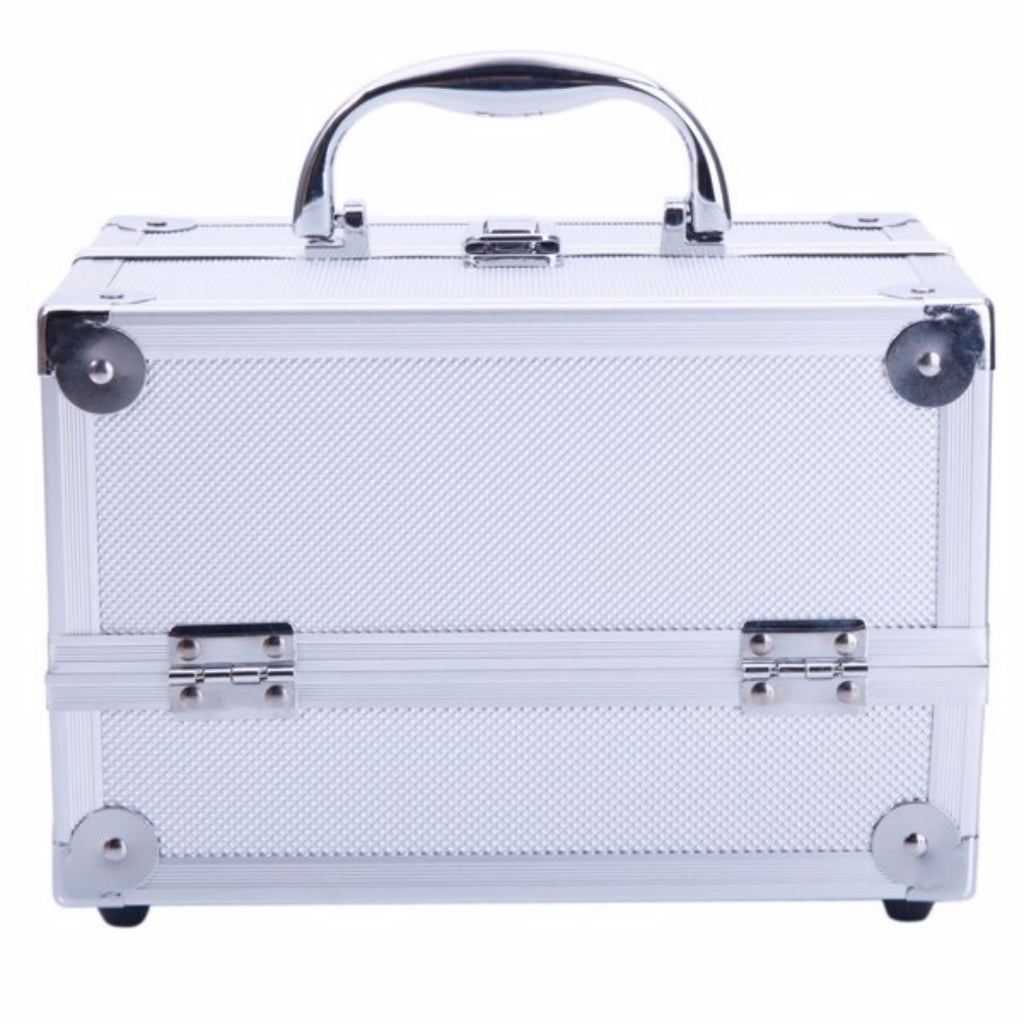 Portable Top-Opening with Mirror, Aluminum Alloy, Silver Color, Makeup Box, SM-2176