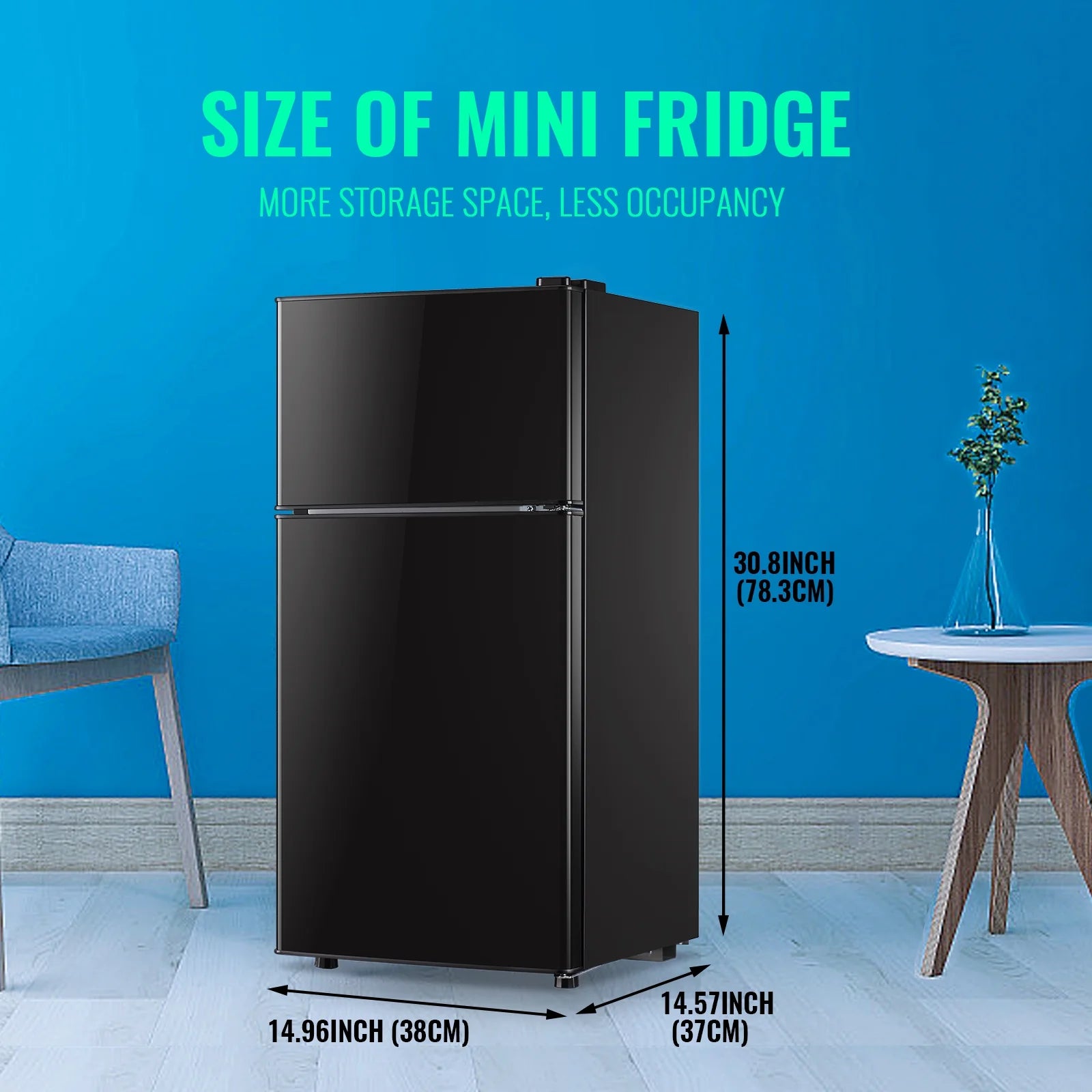 2.4 Cu.Ft Mini Fridge with Freezer, Small Refrigerator Apartment Size Fridge Black, NEW