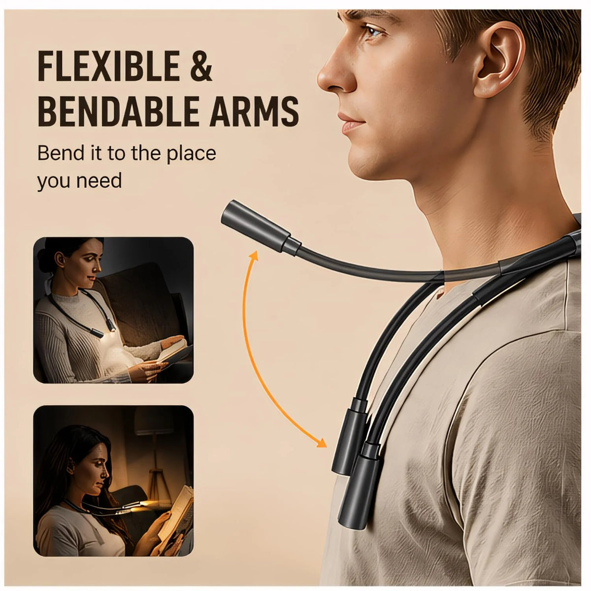 LED Neck Reading Light - Rechargeable Hands-Free Book Light for Reading