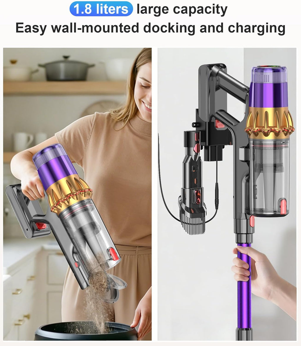Cordless Vacuum Cleaner,650W 55KPA 70Mins Wireless Stick Vacuum Cleaners | Rechargeable Vacuum with Green Light,Powerful Anti-Tangle Vacuum for Home Carpet Hardwood Floors,Purple